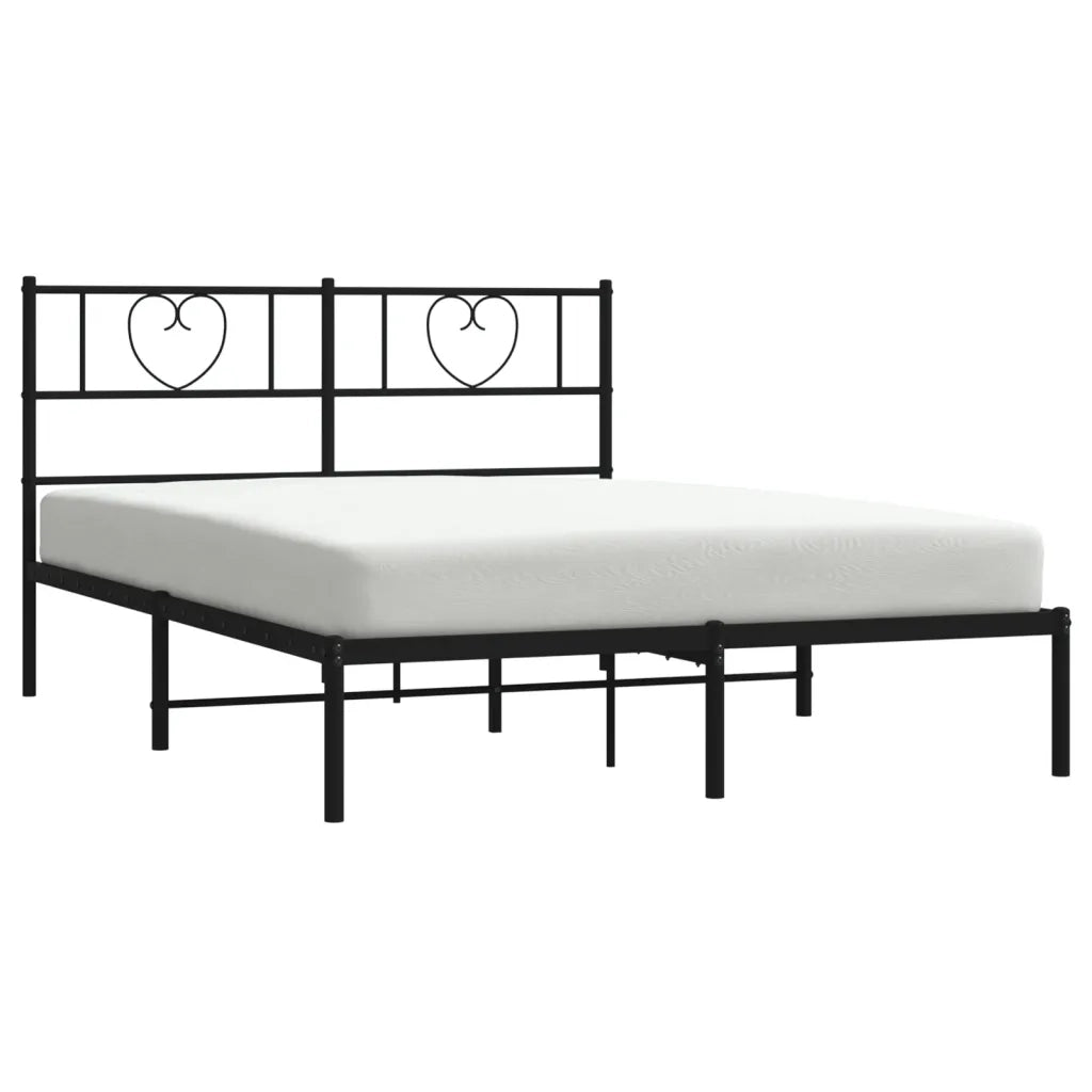 Letto matrimoniale | Letto per adulti | Giroletto con Testiera in Metallo Nero 120x200 cm