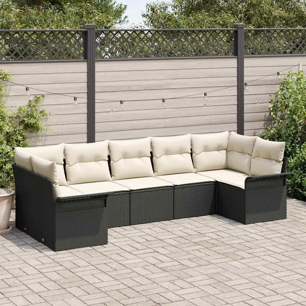 Set Divano da Giardino con archiviazione 7 pcs Nero Poly Rattan 3354176