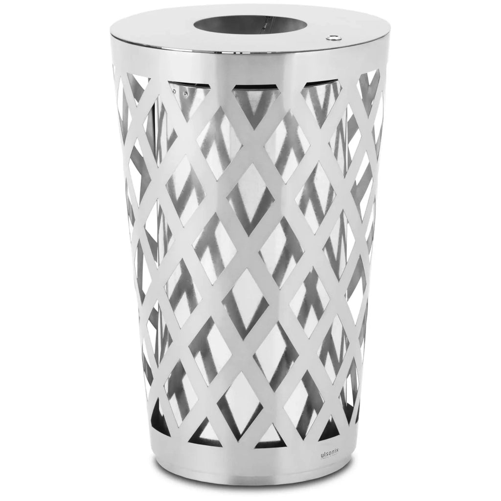 Pattumiera rotonda da esterno 50 x 50 x 80 cm grigio acciaio inox 14_0009749