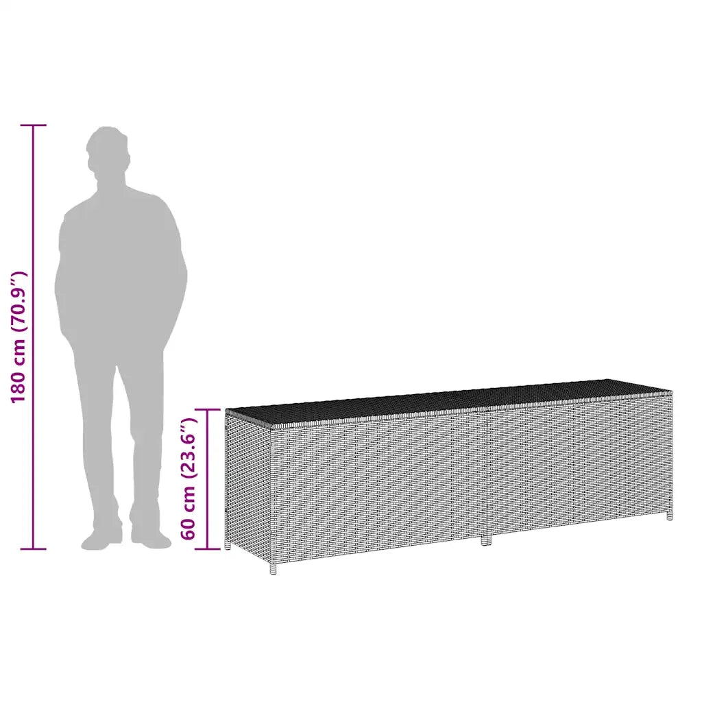 Baule da Giardino in Polyrattan 200x50x60 cm Nero CFW8499067