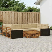 Set di divani da esterno 7 pcs Naturale e Beige Poliestere 3383096