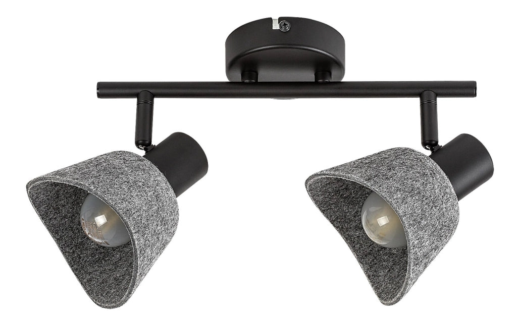 Plafoniera Rabalux Farelia 2xE14 orientabili feltro grigio nera