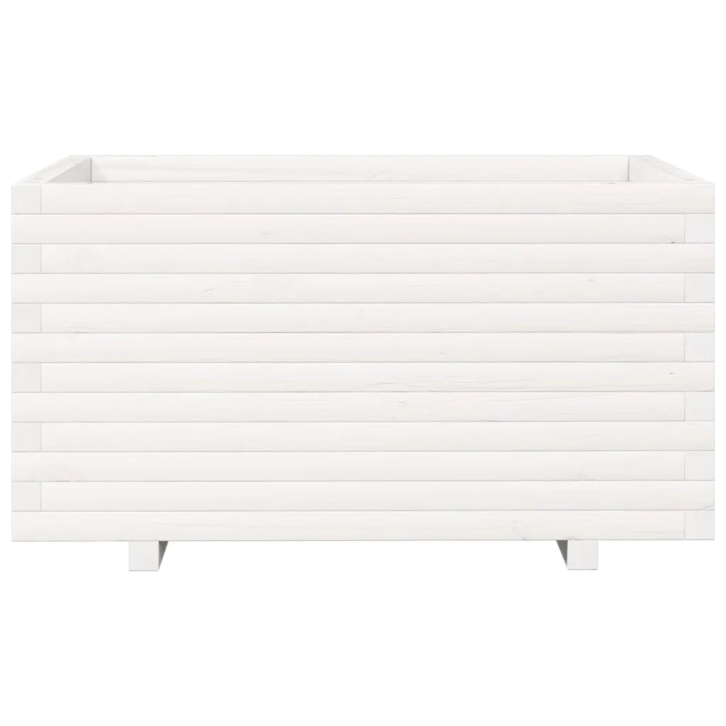 Fioriera da Giardino-Vaso da Esterno Bianca 90x60x49,5cm Legno Massello di Pino 861708