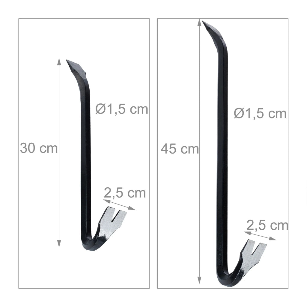 Set di 5 piedi di porco per bricolage demolizione sollevamento oggetti 30 x 5 x 5 cm in acciaio nero 13_0004641