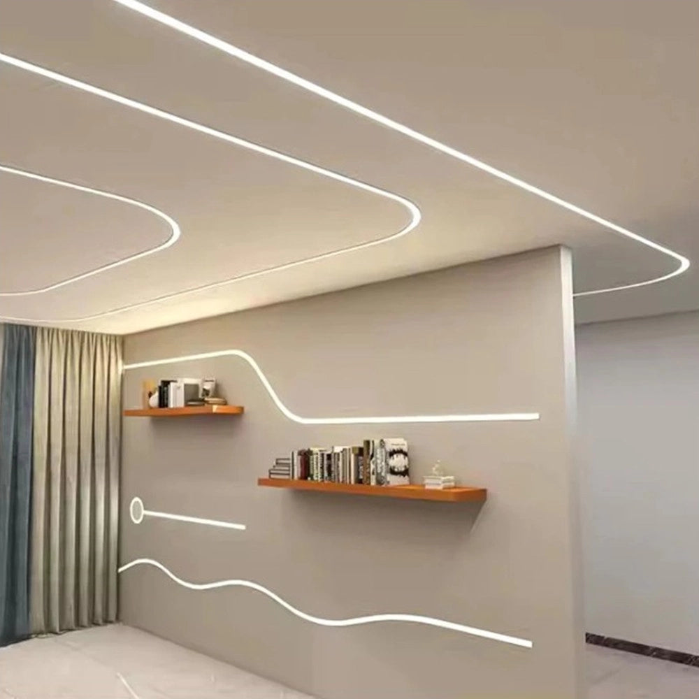 Trade Shop - 5pz Profilo In Alluminio Flessibile Curvabile Ad Incasso 1,5mt Per Strip Led Al-35-s -