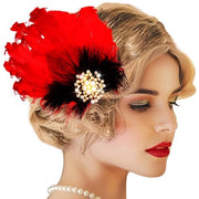 Accessori per capelli vintage per donne con strass rosse, fiocchi e copricapo per costume Gatsby