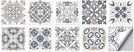 Set di 10 adesivi per pavimenti autoadesivi 10 x 10 cm decorazione per pavimenti adesivi per parete per casa, bagno, impermeabili in PVC, decorazione per parete in cucina, oliostatica, adatti per soggiorno, cucina, bagno, decorazione.
