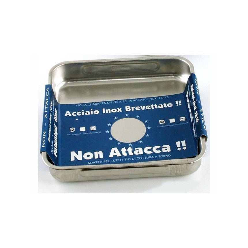 Teglia quadrata media antiaderente in acciaio inox 36x36