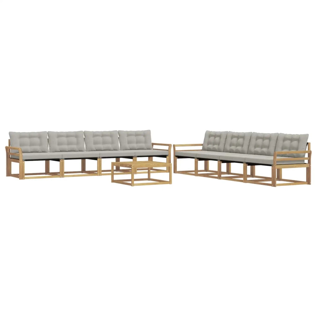 Set di divani da esterno 9 pz Bianco e Grigio Chiaro 3388541