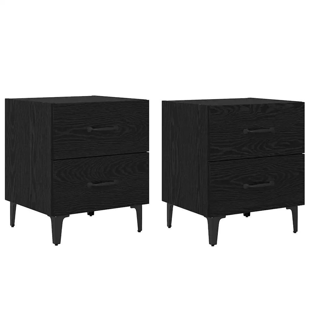 Armadietto per letto 2 pz Rovere Nero 40 x 35 x 47,5 cm CFW2354202