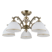 Lampadario Italux Feneza 5 luci E27 ottone bianco vintage