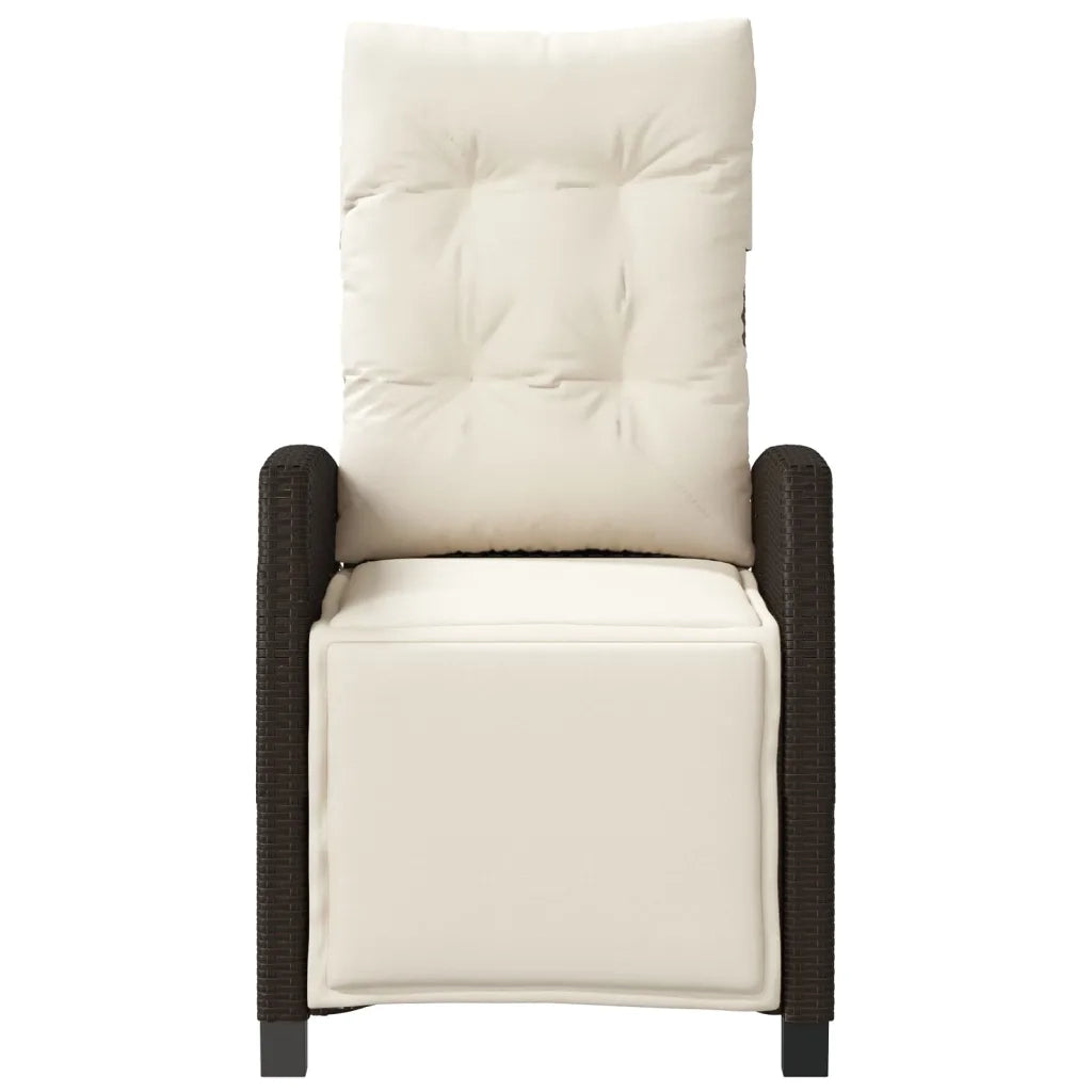 Sedia Reclinabile Giardino con Poggiapiedi Marrone Polyrattan 365234