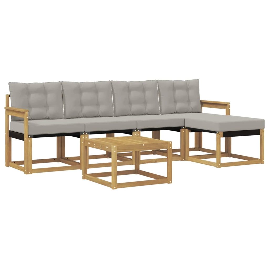 Set di divani da esterno 6 pcs Bianco e Grigio Chiaro
