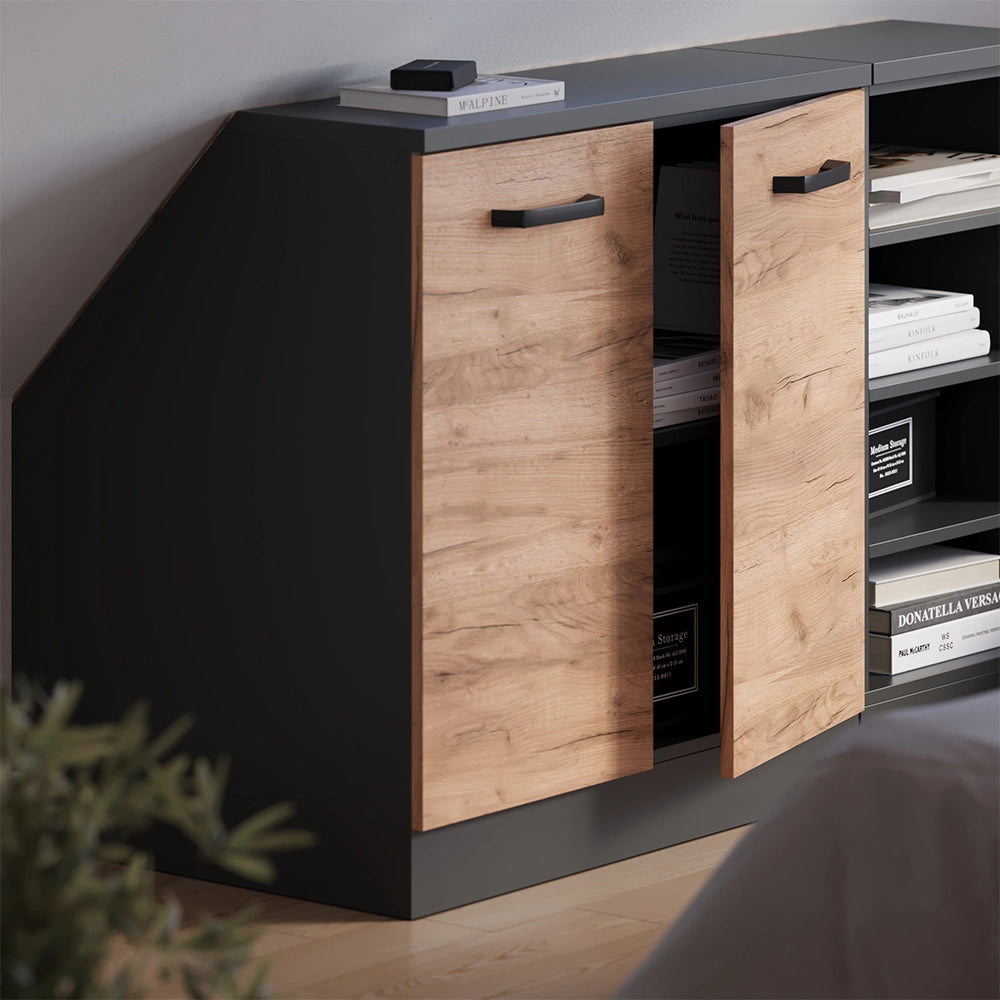 Mobile cucina sottotetto R-Line Rovere dorato/Antracite 80 cm con 2 porte, carcassa 60 cm profondità Vicco