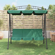 Panca a Dondolo con Baldacchino-Sgabello-Panca da esterno Verde 198 cm Tessuto e Acciaio