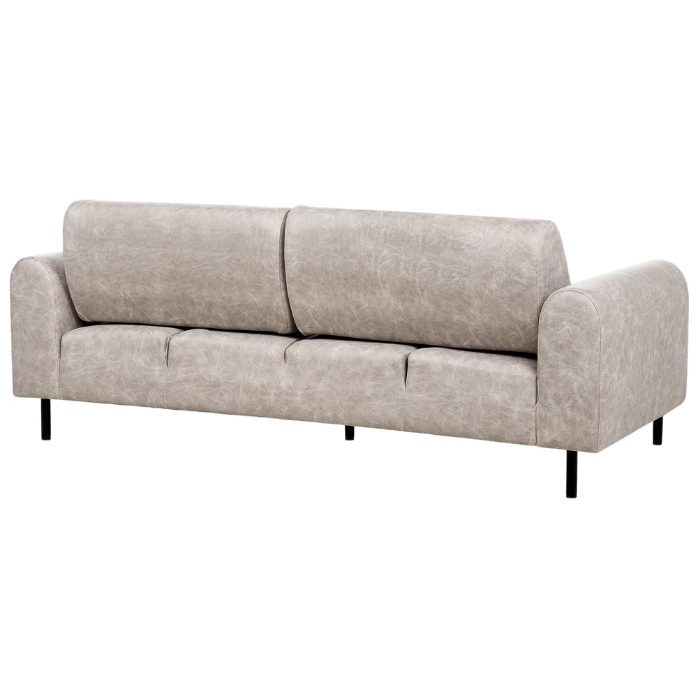 Divano 3 posti rivestito in tessuto effetto pelle grigio schienale regolabile stile moderno