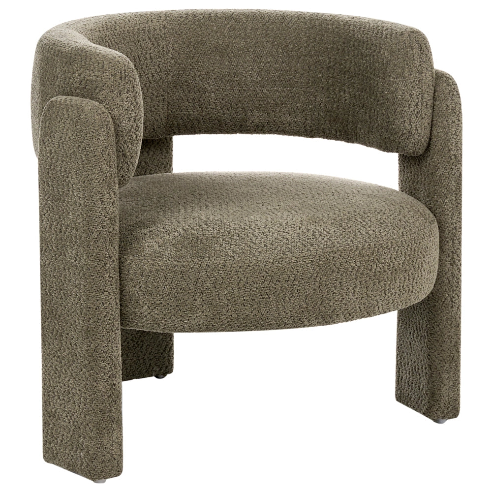 Poltrona imbottita in ciniglia con schienale curvo seduta moderna in stile scandinavo verde scuro