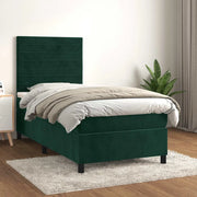 Giroletto a Molle con Materasso-Struttura Letto Verde Scuro 90x200 cm Velluto 456964