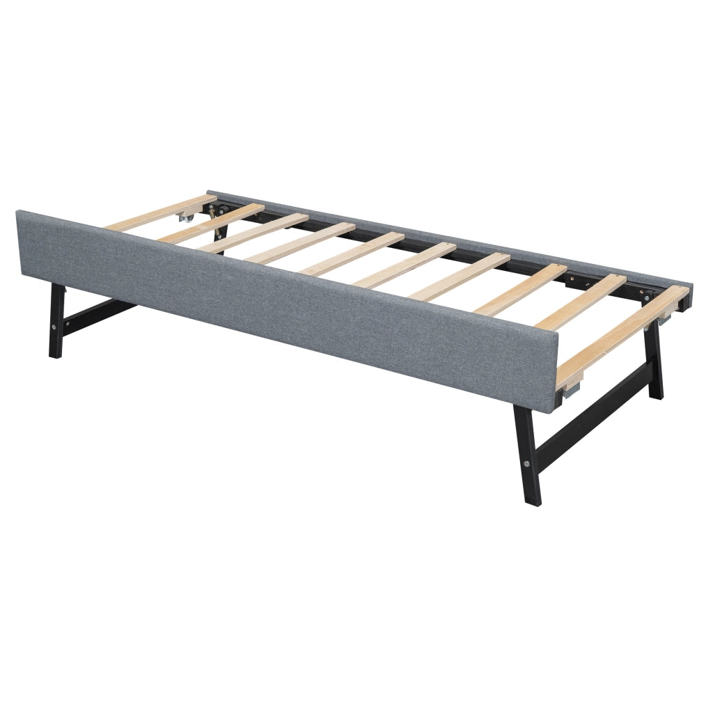 Divano letto 90x200 cm con letto estraibile; lino; grigio