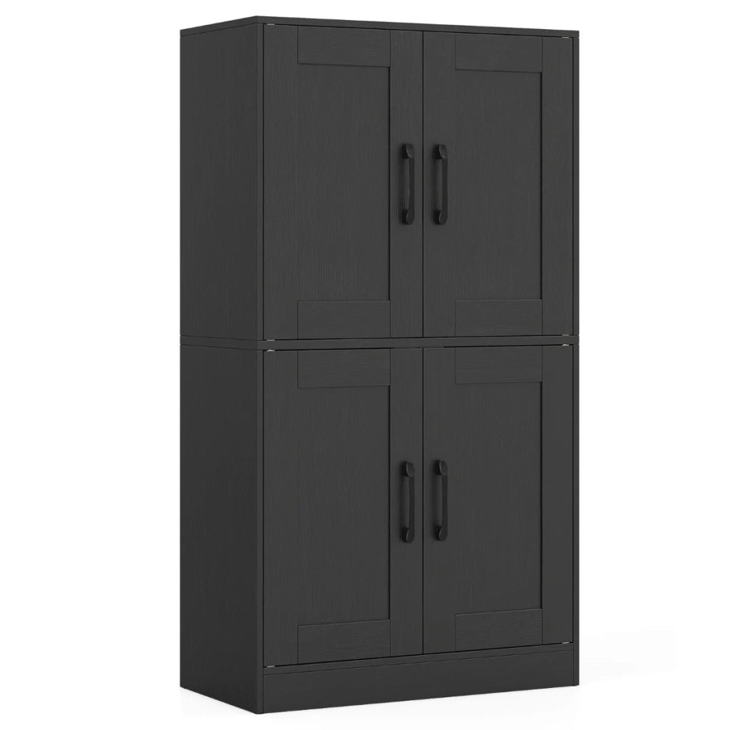 Credenza contenitore 60 x 30 x 110 cm con ripiani regolabili e meccanismo di sicurezza antiribaltamento design in legno ingegnerizzato nero 20_0017104