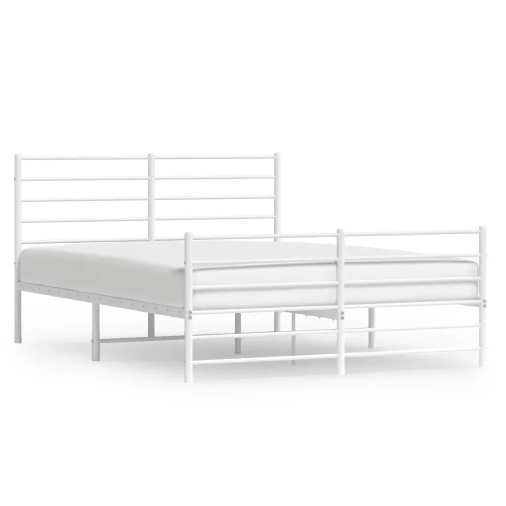 Giroletto con Testiera e Pediera-Struttura Letto Metallo Bianco 160x200 cm 313446