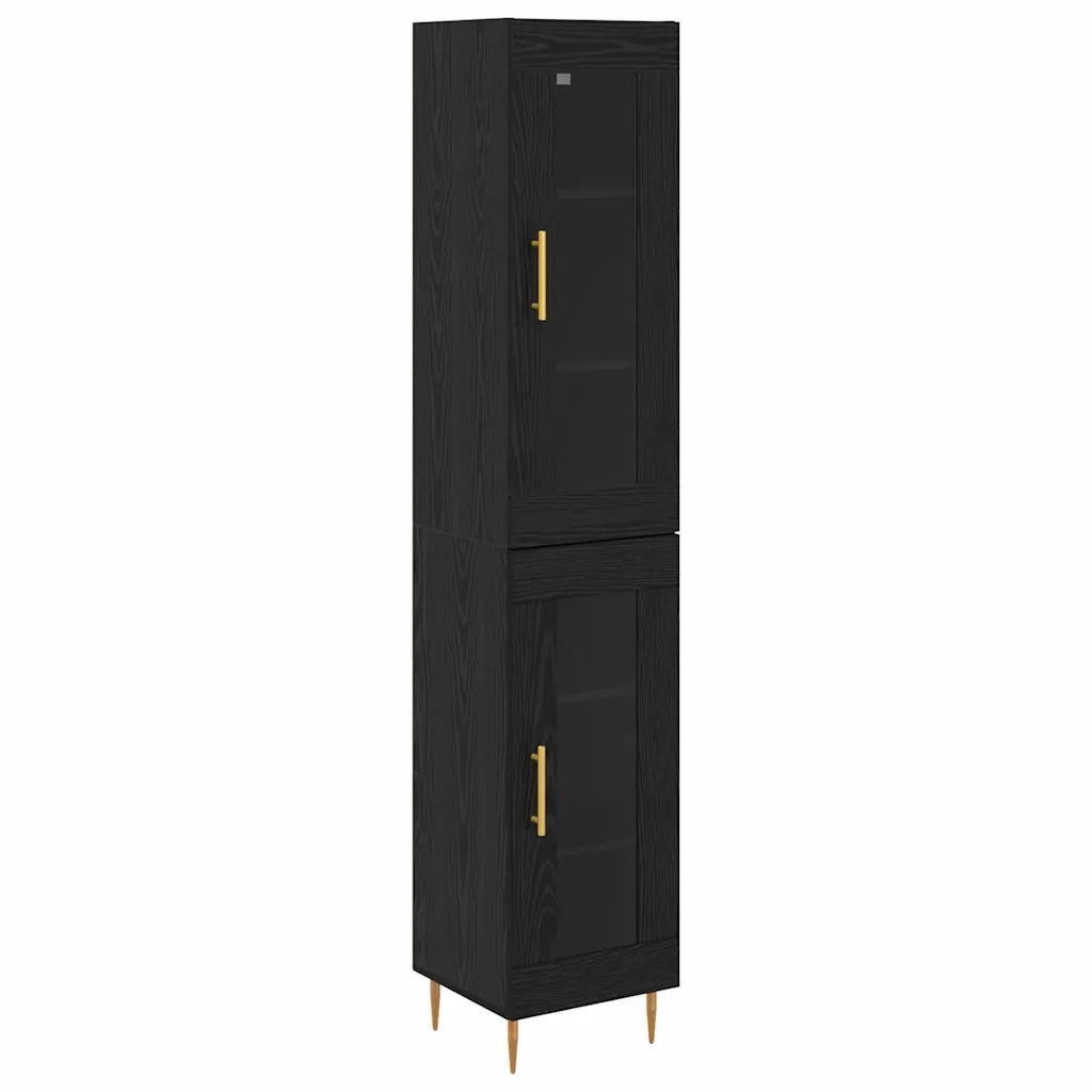 Credenza 2 pz | Madia | Buffet da pranzo | Armadio da pranzo Rovere Nero Vetro