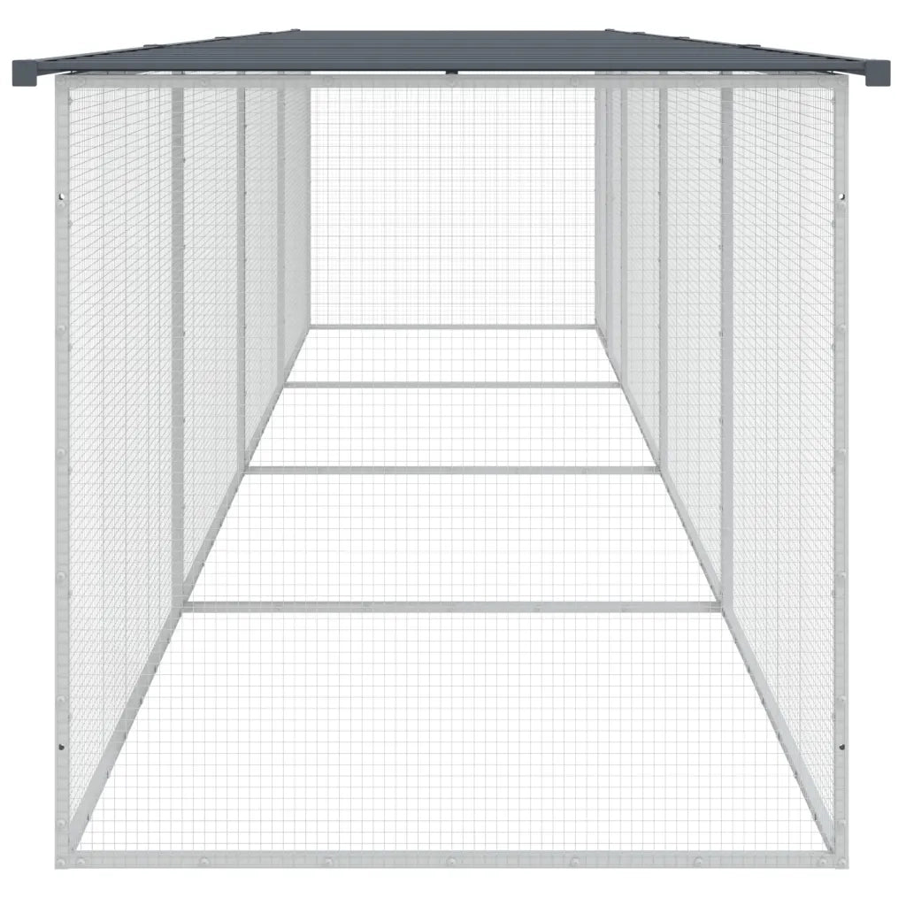 Gabbia Polli con Tetto Antracite 403x98x90 cm Acciaio Zincato