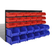 Contenitore Plastica per Garage da Parete Set 30 pz Blu e Rosso cod mxl 76257