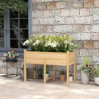 Orto Rialzato con 2 Fori di Drenaggio e Sacca in Tessuto non Tessuto, in Legno di Abete, 115x55x80 cm