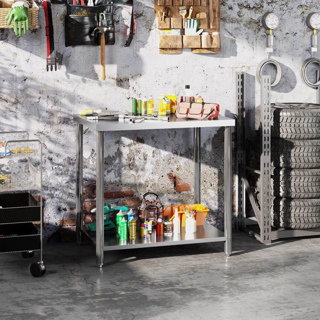 Tavolo da lavoro in acciaio inossidabile ¨C zephmum ¨C Argento 90x60x86