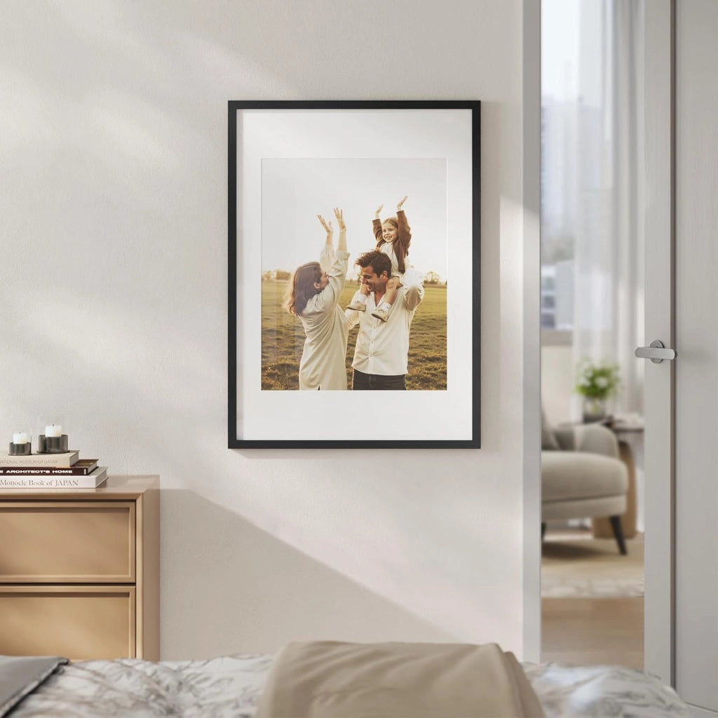 Set di 5 Cornici 40x60 cm con Passepartout, Portafoto in Orizzontale o Verticale, da Parete o Tavolo, in Legno MDF, Nero