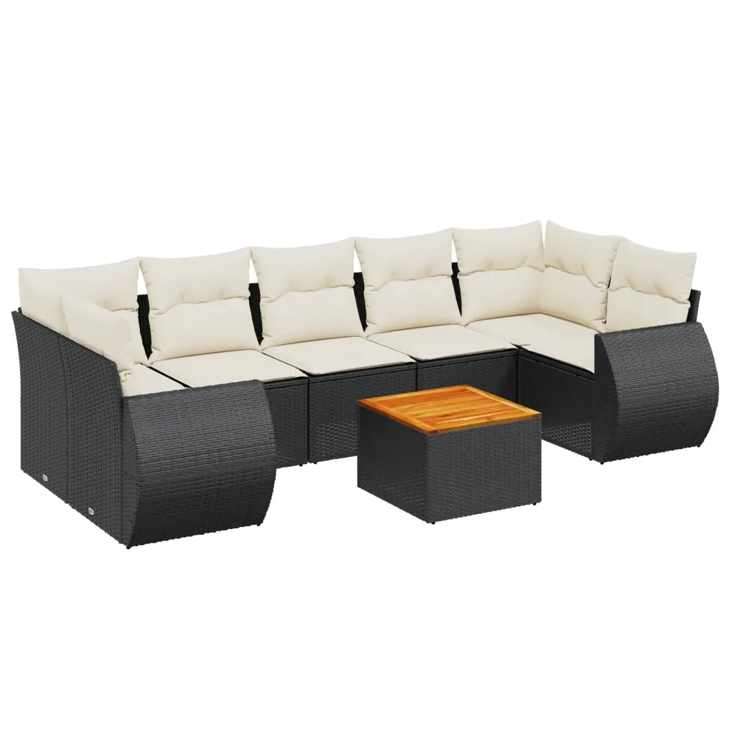 Set Divani da Giardino con Cuscini 8 pz Nero in Polyrattan 3257246