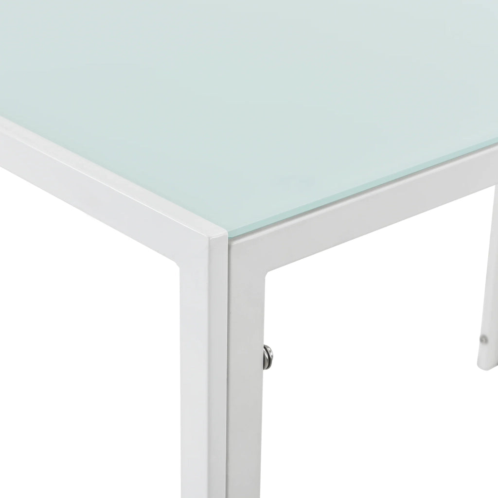 Tavolo da pranzo per cucina/soggiorno vetro gambe in acciaio 105 cm bianco 03_0006261