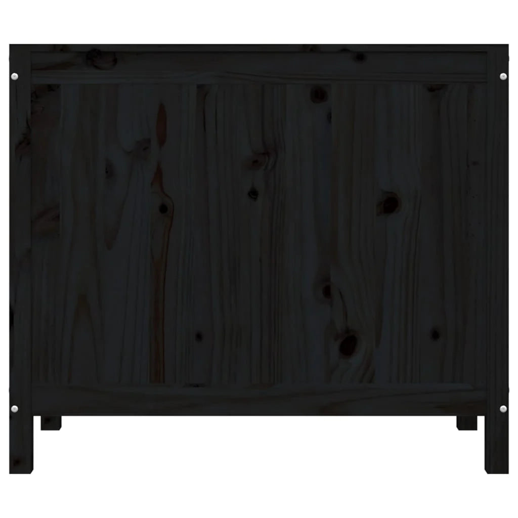 Cesto portabiancheria nero 88,5 x 44 x 76 cm in legno massello di pino 02_0006136