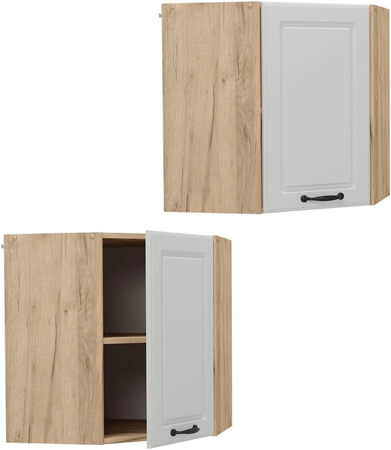 Mobile angolare da cucina R-Line, Bianco casa di campagna, 57 cm, per la libera combinazione all'interno di sistemi cucina modulari
