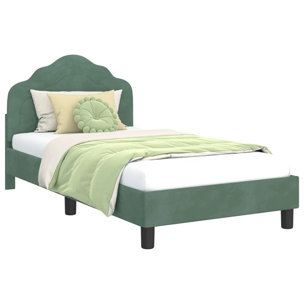 Struttura letto Bambini | Letto Infantile | Lettino con testata Verde Mare 80 x 160 cm