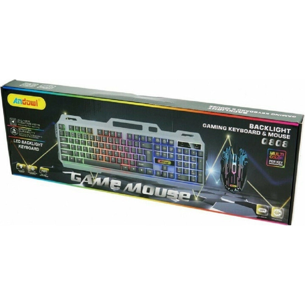 Trade Shop - Set Tastiera Mouse Da Gioco Tasti Retroilluminati Rgb Lingua Inglese Usa Q808 -
