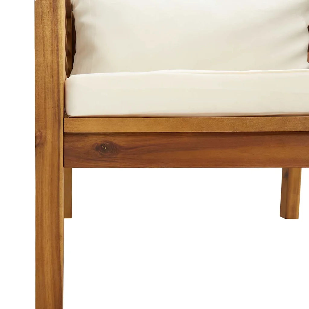Sedia da patio-Sedia da Giardino con Cuscino Crema in Legno Massello di Acacia 707268