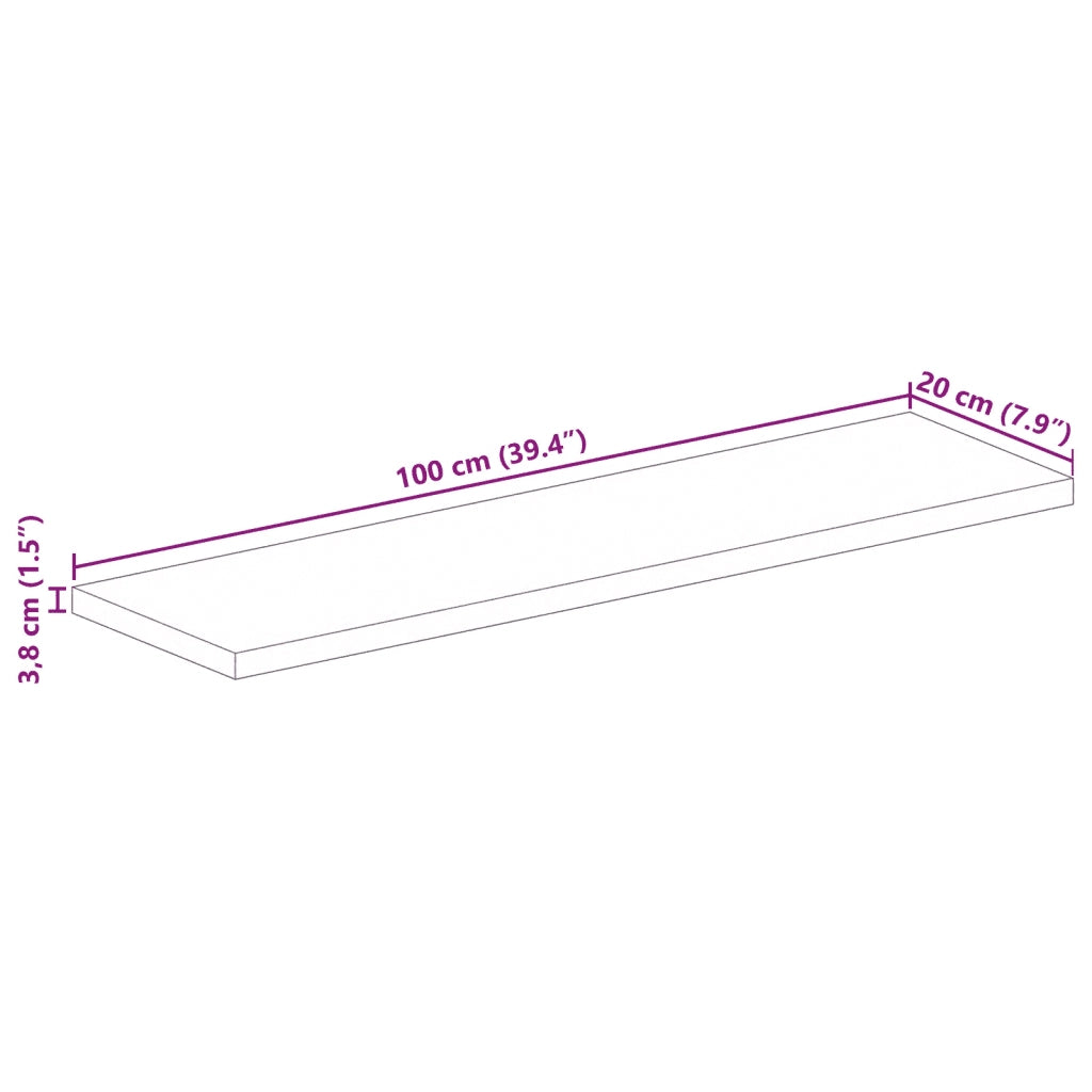 Piano Tavolo 100x20x3,8 cm Rettangolare in Massello di Recupero 371090