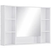 Armadietto Bagno con Specchio Ante e Ripiani ¨C Zephmum ¨C Bianco 100x15x70 cm