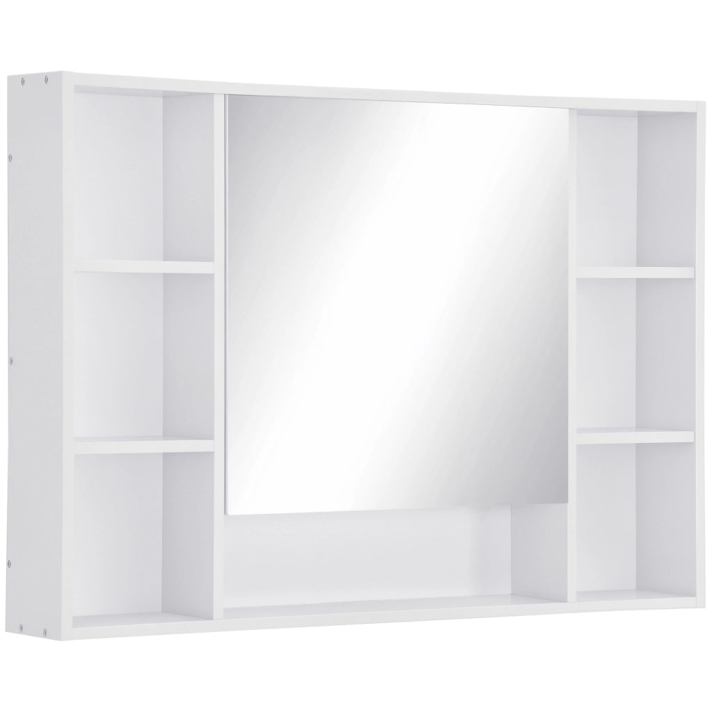 Armadietto Bagno con Specchio Ante e Ripiani ¨C Zephmum ¨C Bianco 100x15x70 cm