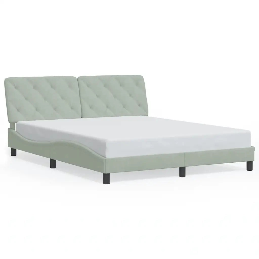 Giroletto senza Materasso Grigio Chiaro 160x200 cm Velluto