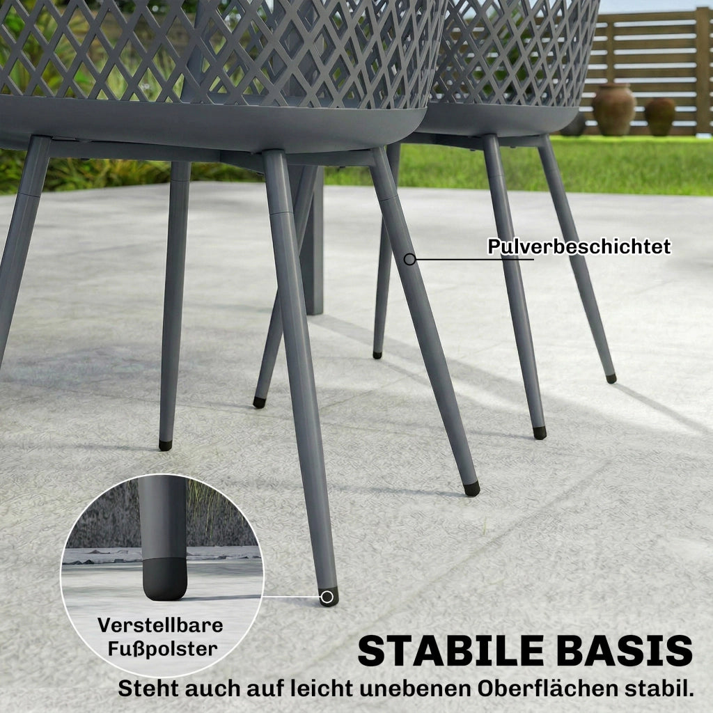 Set Sedie da Giardino ¨C zephmum ¨C Grigio Scuro Plastica 56x51x84 cm