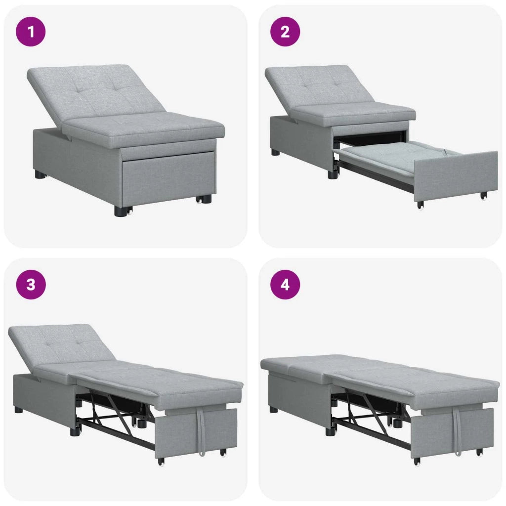 Divano Letto Estraibile Grigio chiaro 194 x 50 x 82 cm Tessuto 42008582