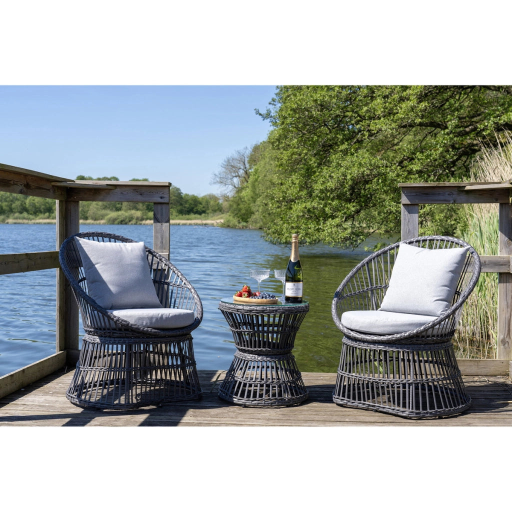 Set di 3 Mobili da Giardino Natal, Grigio, Rattan, 64x48x76 cm