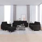 Set di Divani 4 pz con Cuscini Nero in Tessuto 3202066