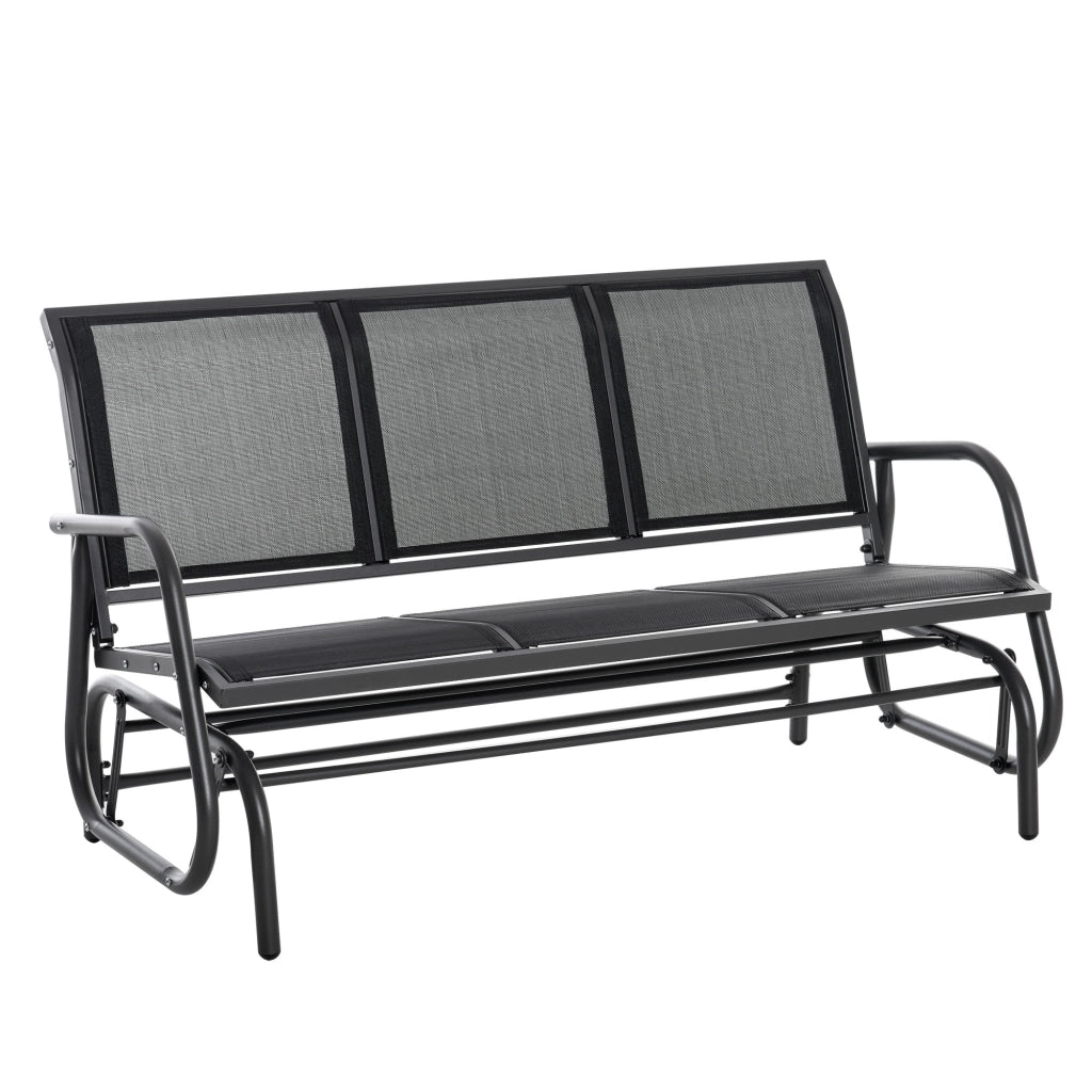 PANCA Oscillante 147 x 75 x 85 cm Metallo Nero per 3 Persone