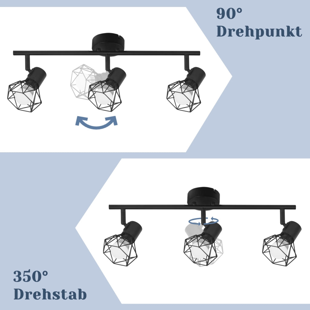 ZMH Faretto da soffitto Faretto da soffitto 4 fiamme Vintage Retro E14 Industry