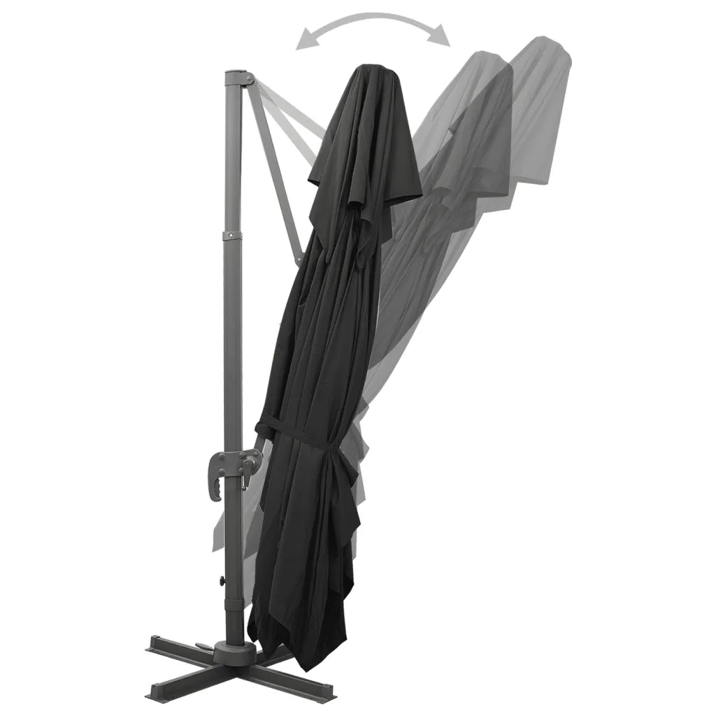 Ombrellone a Sbalzo con Doppia Copertura 400x300 cm Nero cod mxl 21381