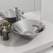 Lavandino 42x14 cm in Ceramica Argento 143493